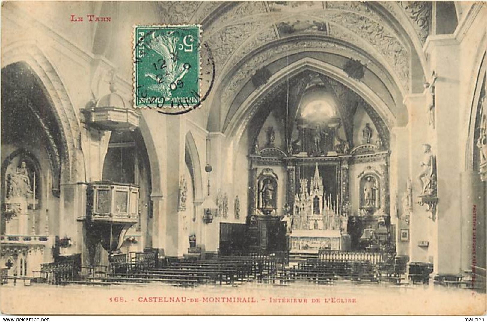 - Dpt Div -ref-AF548- Tarn - Castelnau De Montmirail - Interieur De L Eglise - Edition Labouche N° 168 - Carte Bon Etat- - Castelnau De Montmirail