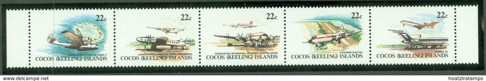 Cocos (Keeing) Is: 1981   Aircraft    MNH Strip Of 5 - Cocos (Keeling) Islands