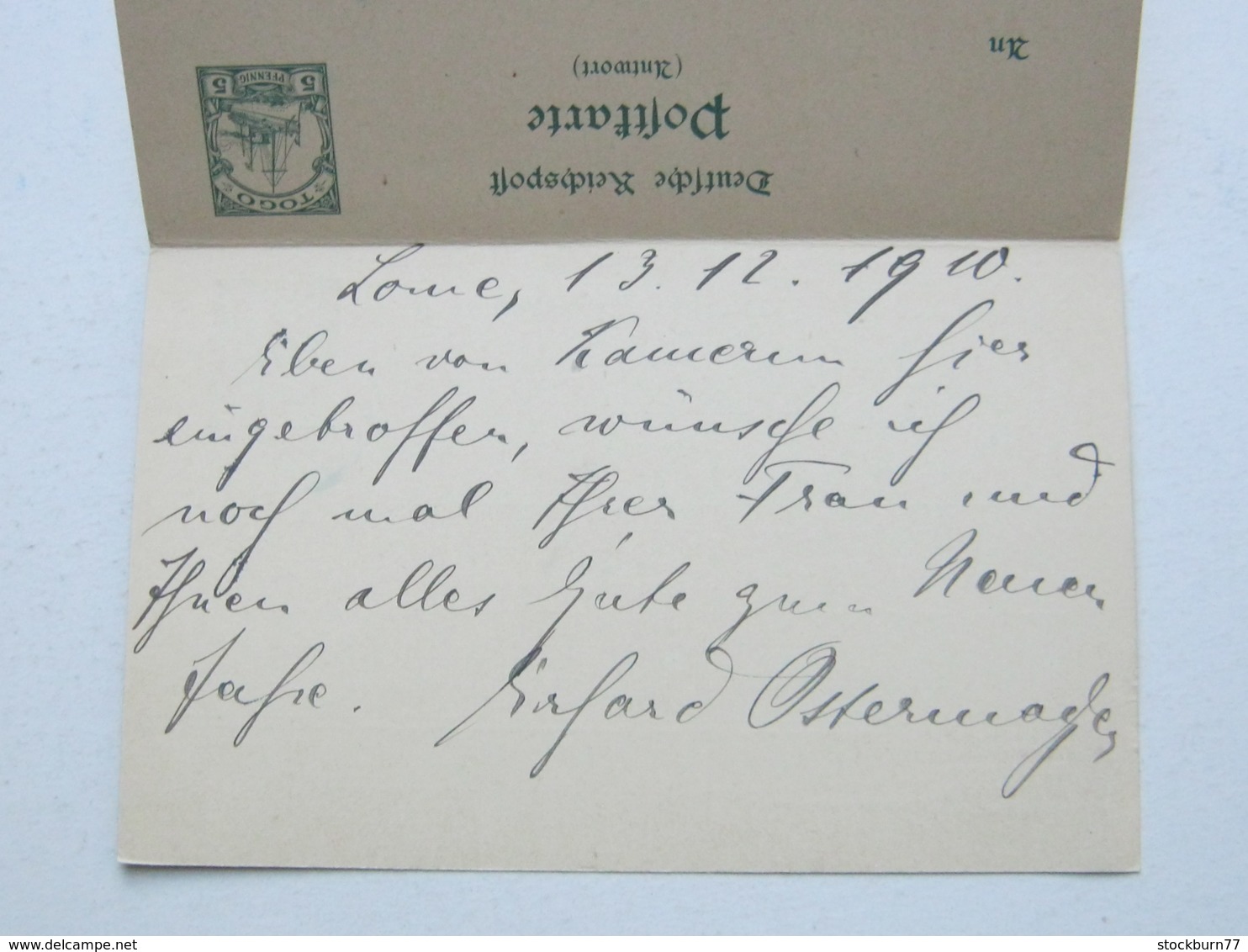1910 , LOME , Klarer Stempel Auf Doppelganzsache , Rs. Viel Text - Togo