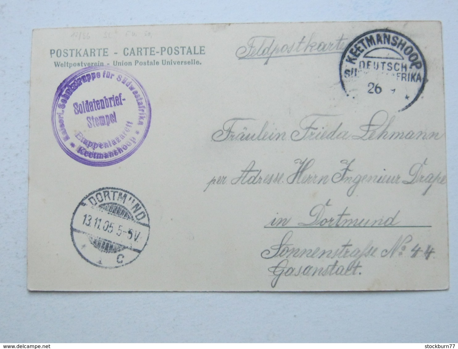 DSW , Feldpost - Ansichtskarte Aus   Keetmannshoop  , 1905  , Mit Truppensiegel - German South West Africa