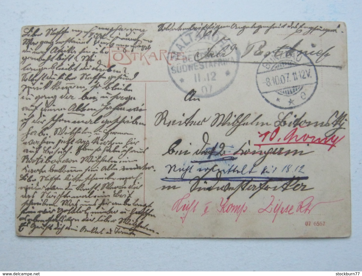 DSW , Feldpostkarte Aus Bunzlau    Nach Maltahöhe  1907 - Deutsch-Südwestafrika