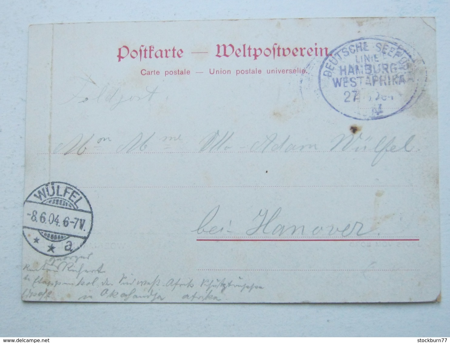 DSW , Feldpostkarte  Mit Seepoststempel  1904 , Absender Aus Okahandja - Deutsch-Südwestafrika