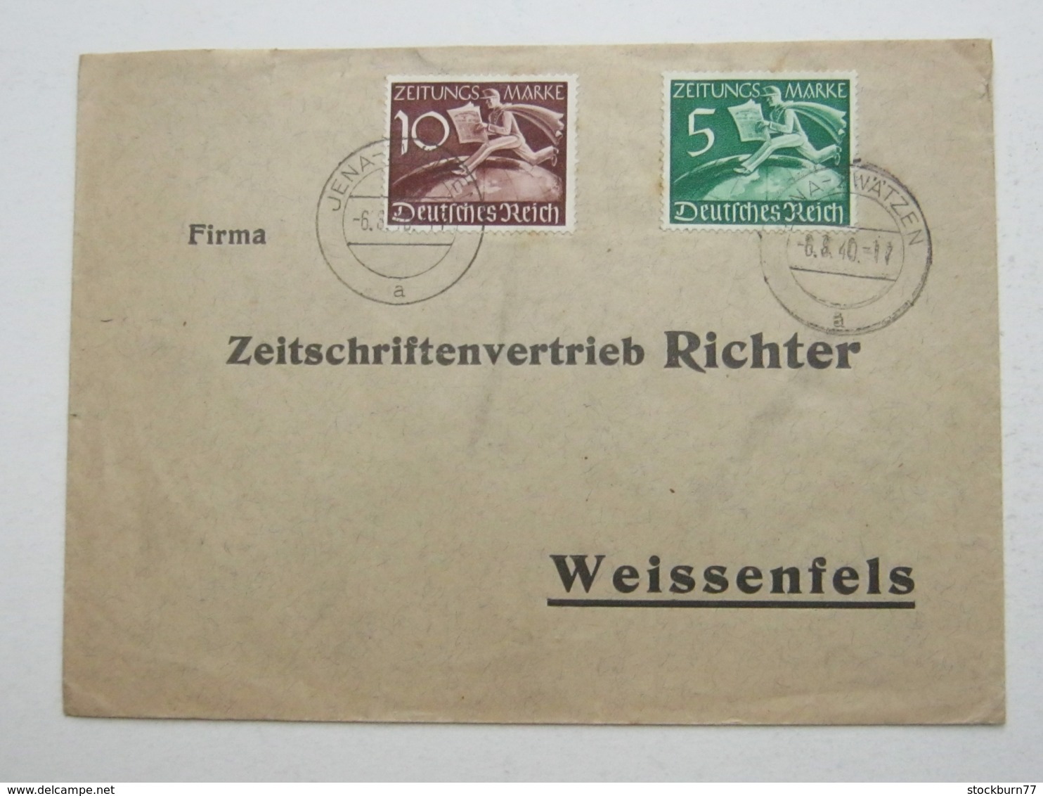 1940 , 2 Zeitungsmarken Auf Brief Aus  Jena - Briefe U. Dokumente