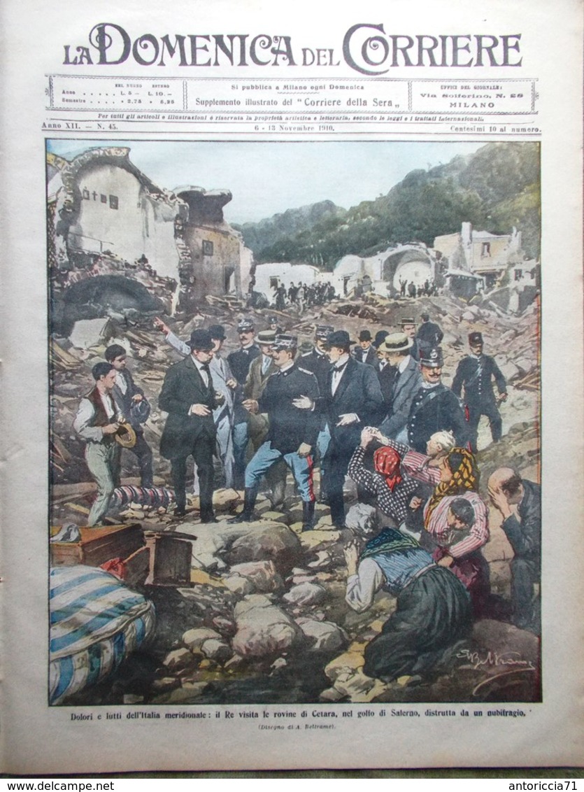 La Domenica Del Corriere 6 Novembre 1910 Nubifragio Cetara Casamicciola Bassano - Altri & Non Classificati