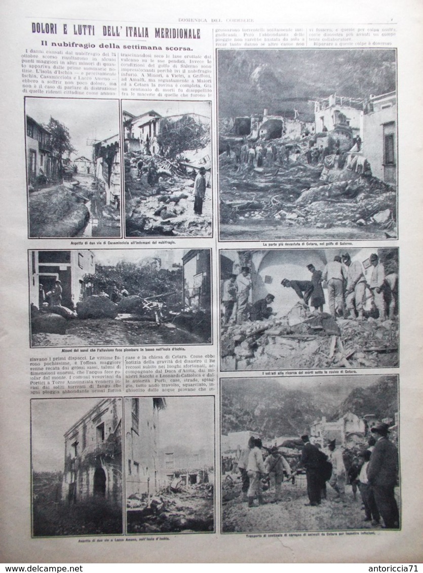 La Domenica Del Corriere 6 Novembre 1910 Nubifragio Cetara Casamicciola Bassano - Altri & Non Classificati