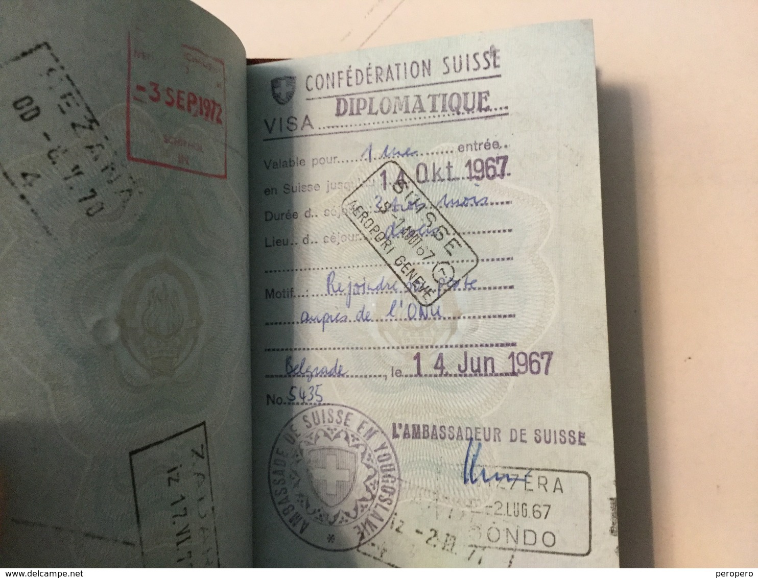 PASSPORT   REISEPASS  PASSAPORTO   PASSEPORT DIPLOMATIQUE  VISA 1967. : SUISSE , UK , ESPANA , USA , - Historische Dokumente