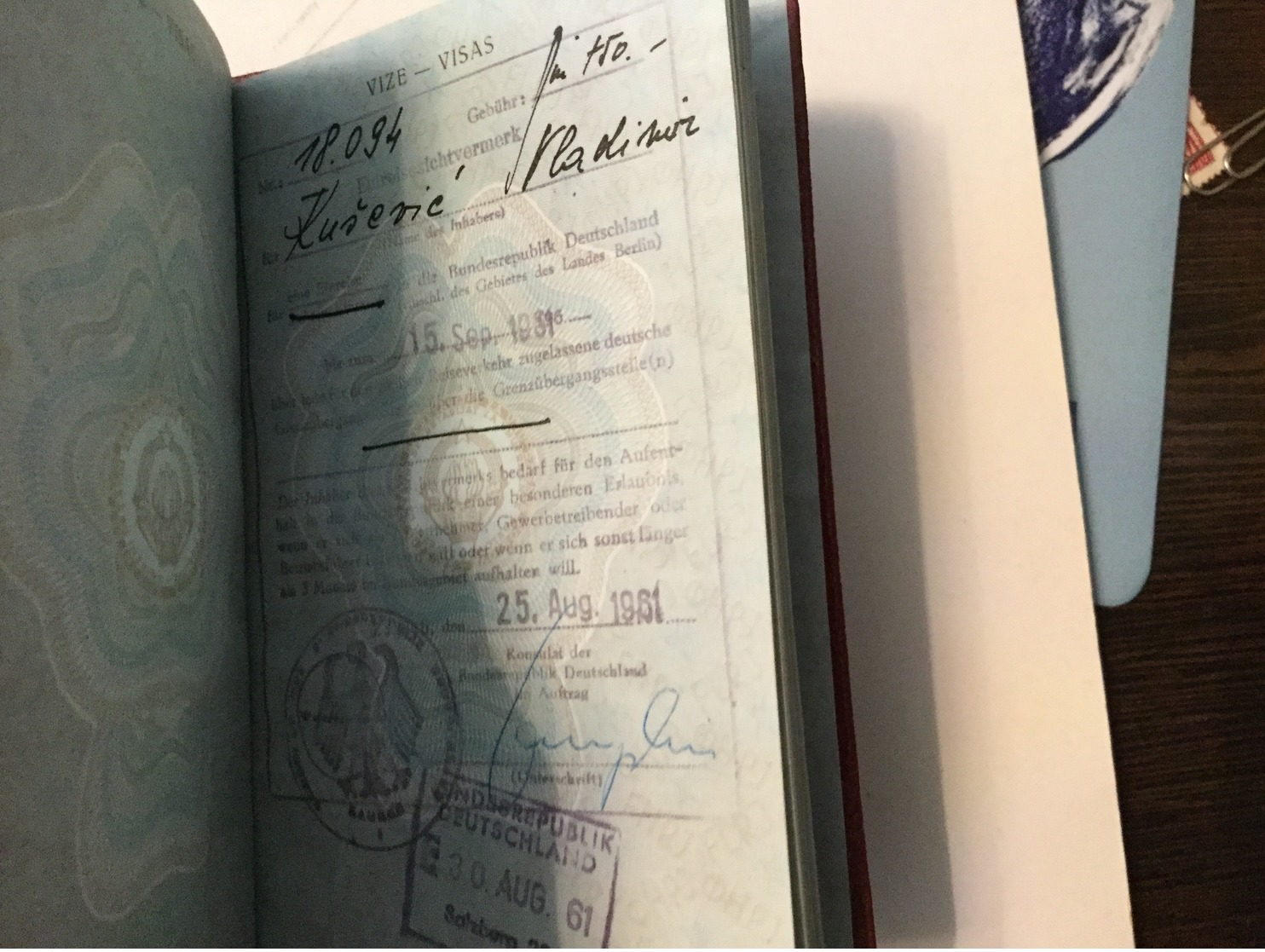 PASSPORT   REISEPASS  PASSAPORTO   PASSEPORT VISA 1961. : WEST GERMANY , AUSTRIA - Historische Dokumente