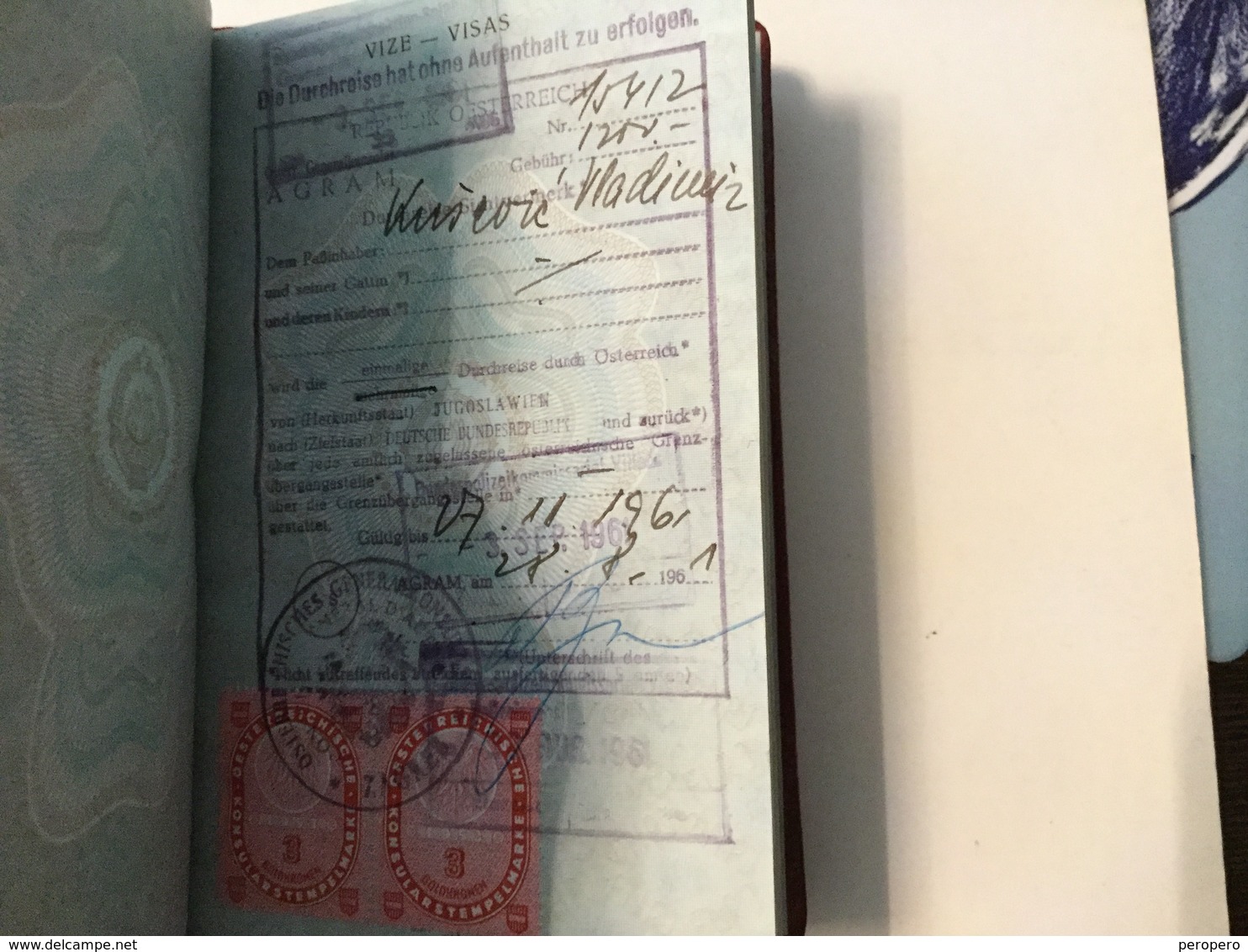 PASSPORT   REISEPASS  PASSAPORTO   PASSEPORT VISA 1961. : WEST GERMANY , AUSTRIA - Historische Dokumente