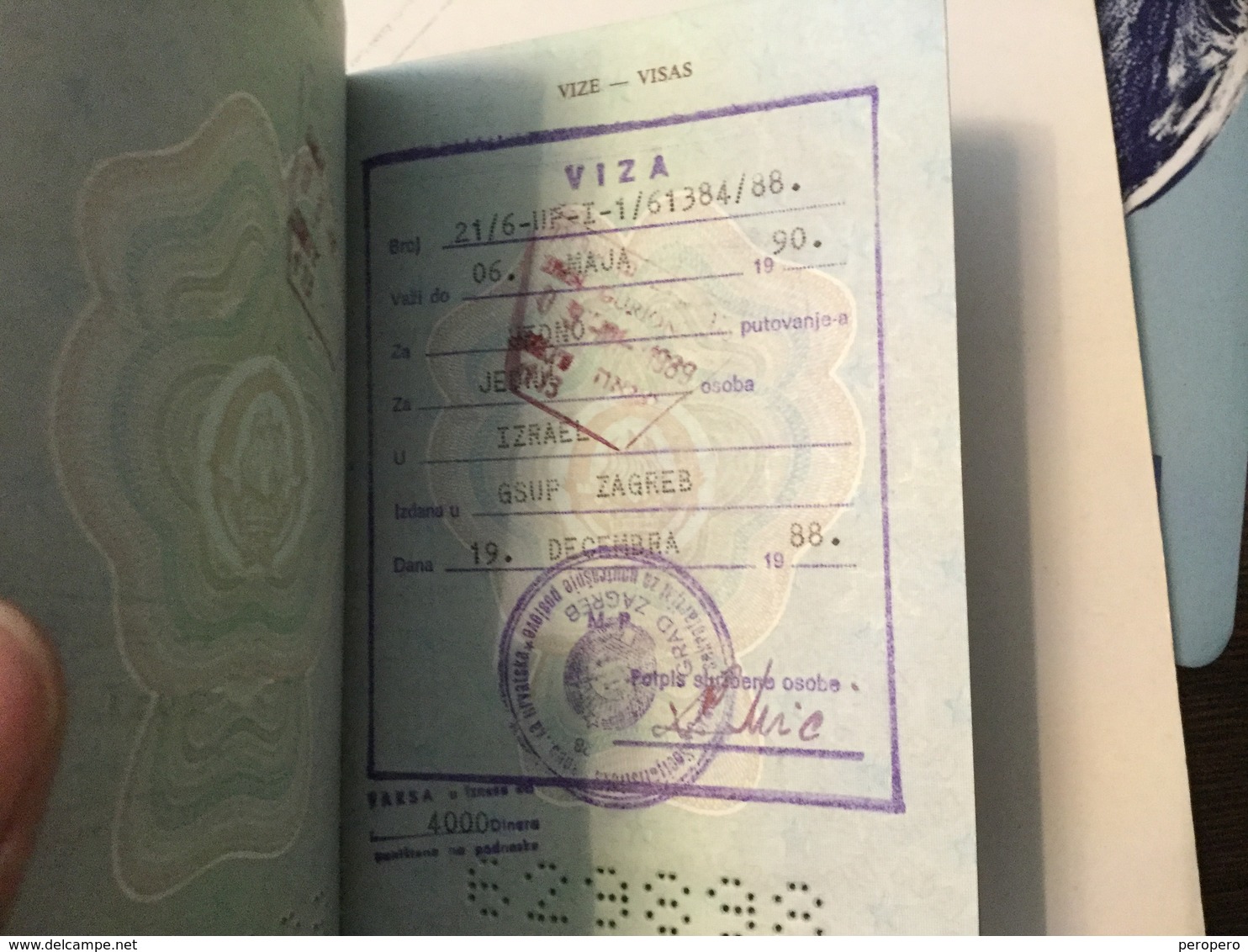 PASSPORT   REISEPASS  PASSAPORTO   PASSEPORT  YUGOSLAVIA   VISA 1985. : ISRAEL , FRANCE , MALTA