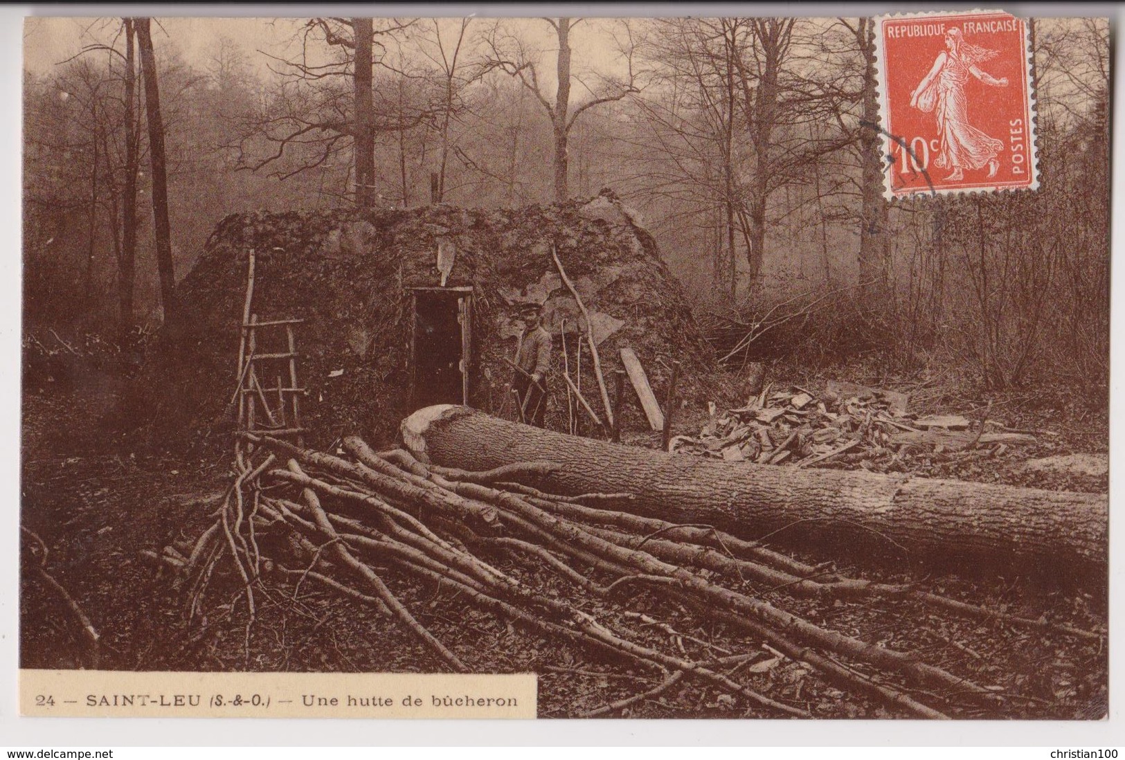 SAINT LEU LA FORET (95) : UNE HUTTE DE BUCHERON - UNE SCIE A TRONCONNER LE BOIS - 2 SCANS - - Saint Leu La Foret