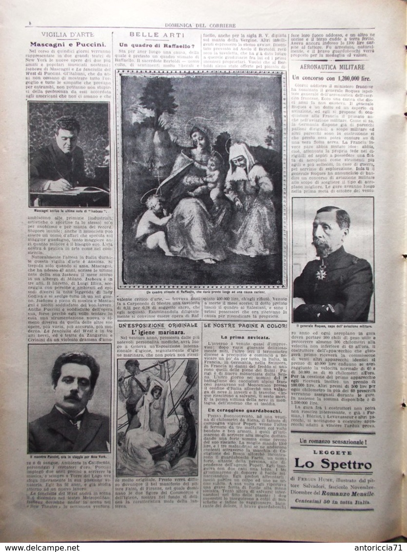 La Domenica Del Corriere 20 Novembre 1910 Mascagni Puccini Sparizione Di Tolstoi - Altri & Non Classificati