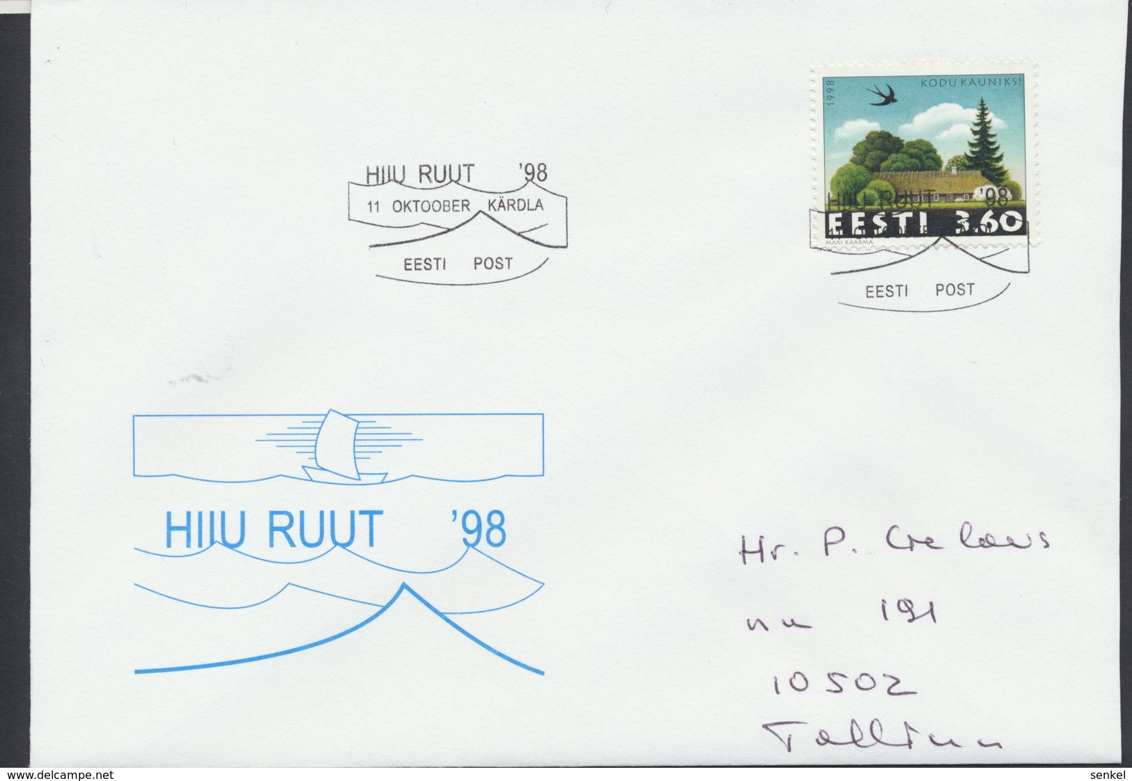 58-125 Estonia Hiiumaa Kärdla Philatelic Exhibition Hiiu Ruut 11.10.1998 From Post Arrival Postmark - Estonie