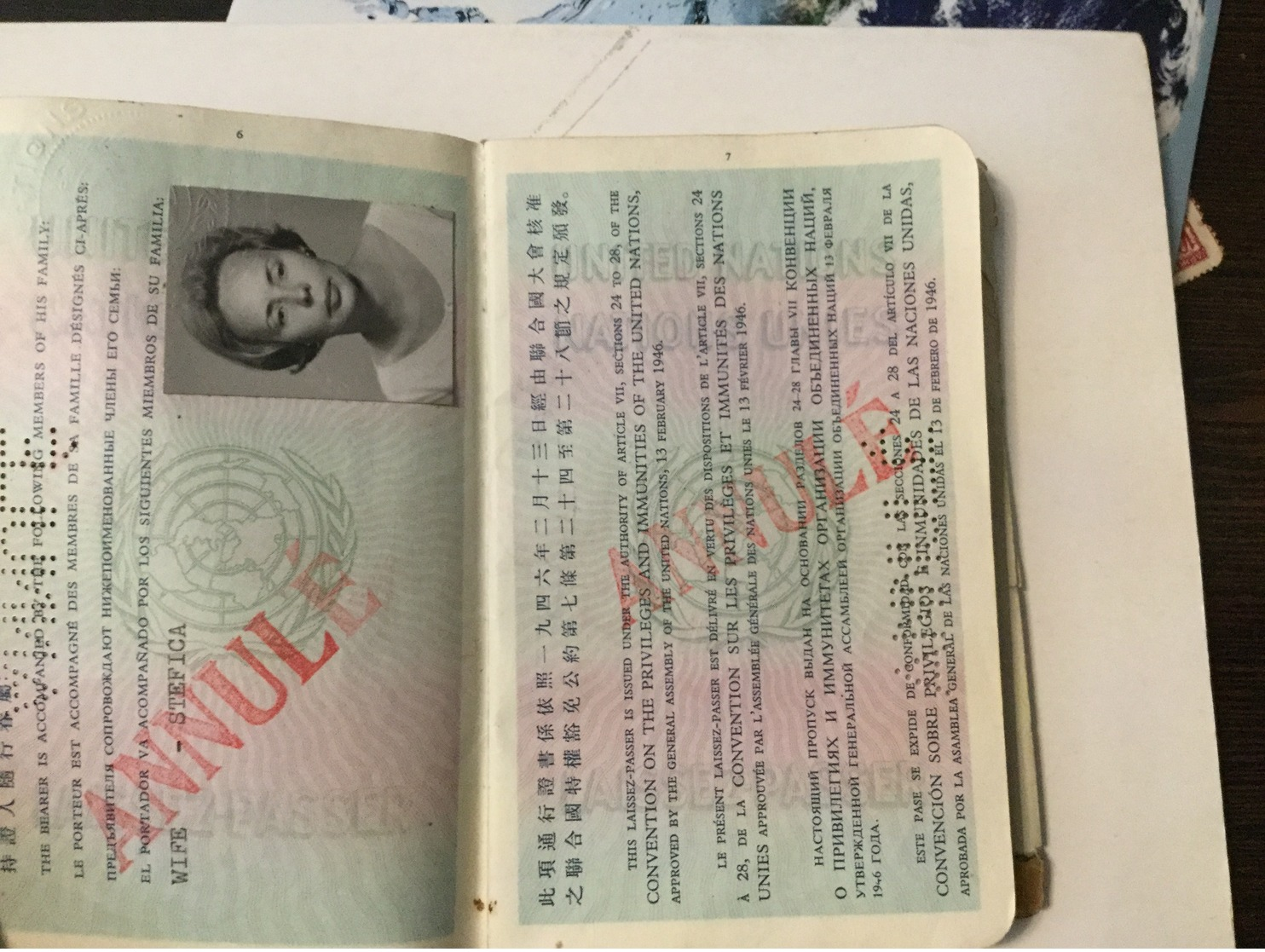 PASSPORT REISEPASS  PASSEPORT UNITED NATIONS LAISSEZ-PASSER VISA TO:IRAN,INDIA,AFGHANISTAN,LEBANON,TURKEY,THAILAND,BURMA - Historische Dokumente