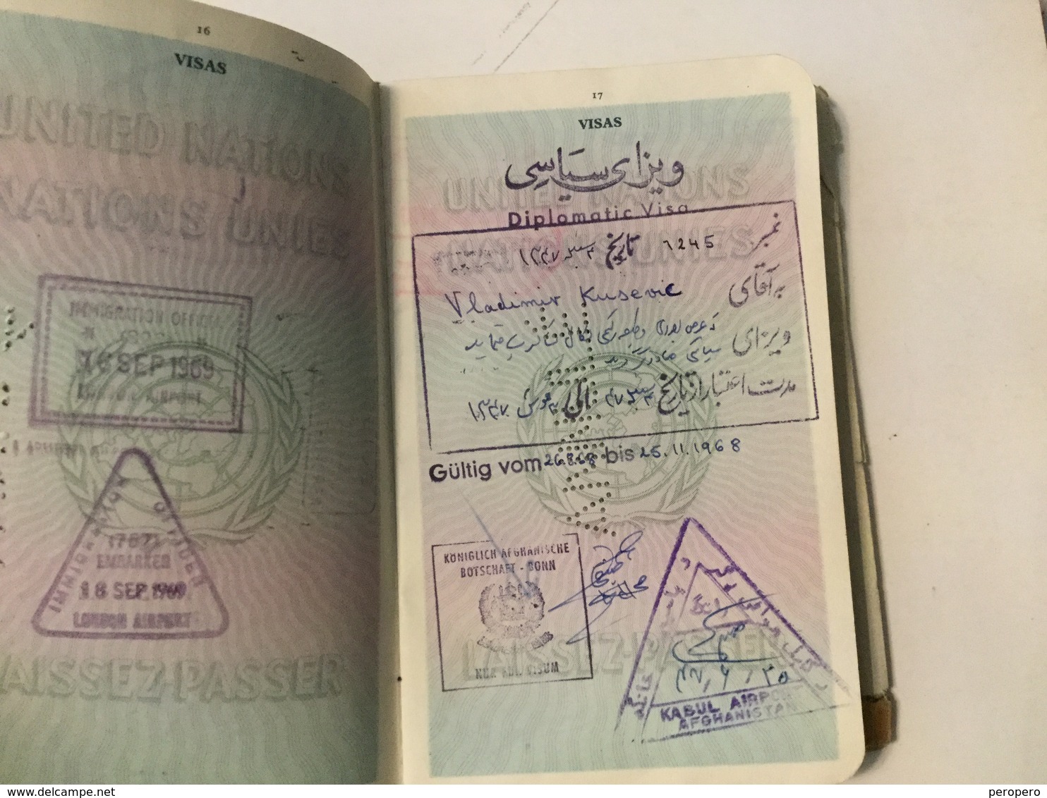 PASSPORT REISEPASS  PASSEPORT UNITED NATIONS LAISSEZ-PASSER VISA TO:IRAN,INDIA,AFGHANISTAN,LEBANON,TURKEY,THAILAND,BURMA