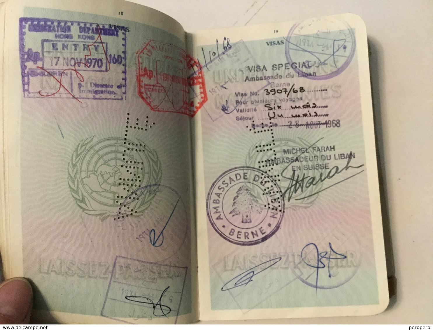 PASSPORT REISEPASS  PASSEPORT UNITED NATIONS LAISSEZ-PASSER VISA TO:IRAN,INDIA,AFGHANISTAN,LEBANON,TURKEY,THAILAND,BURMA