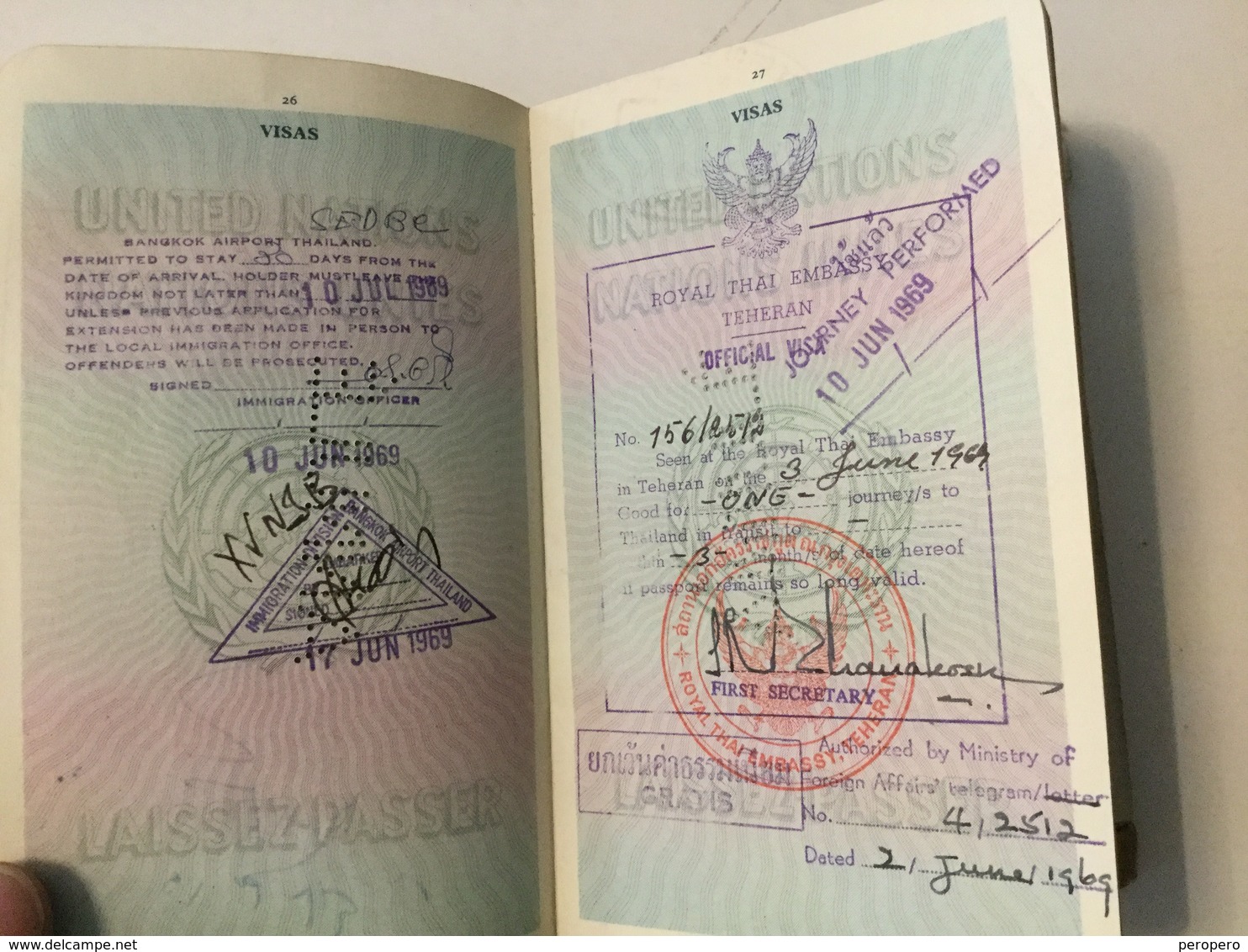 PASSPORT REISEPASS  PASSEPORT UNITED NATIONS LAISSEZ-PASSER VISA TO:IRAN,INDIA,AFGHANISTAN,LEBANON,TURKEY,THAILAND,BURMA