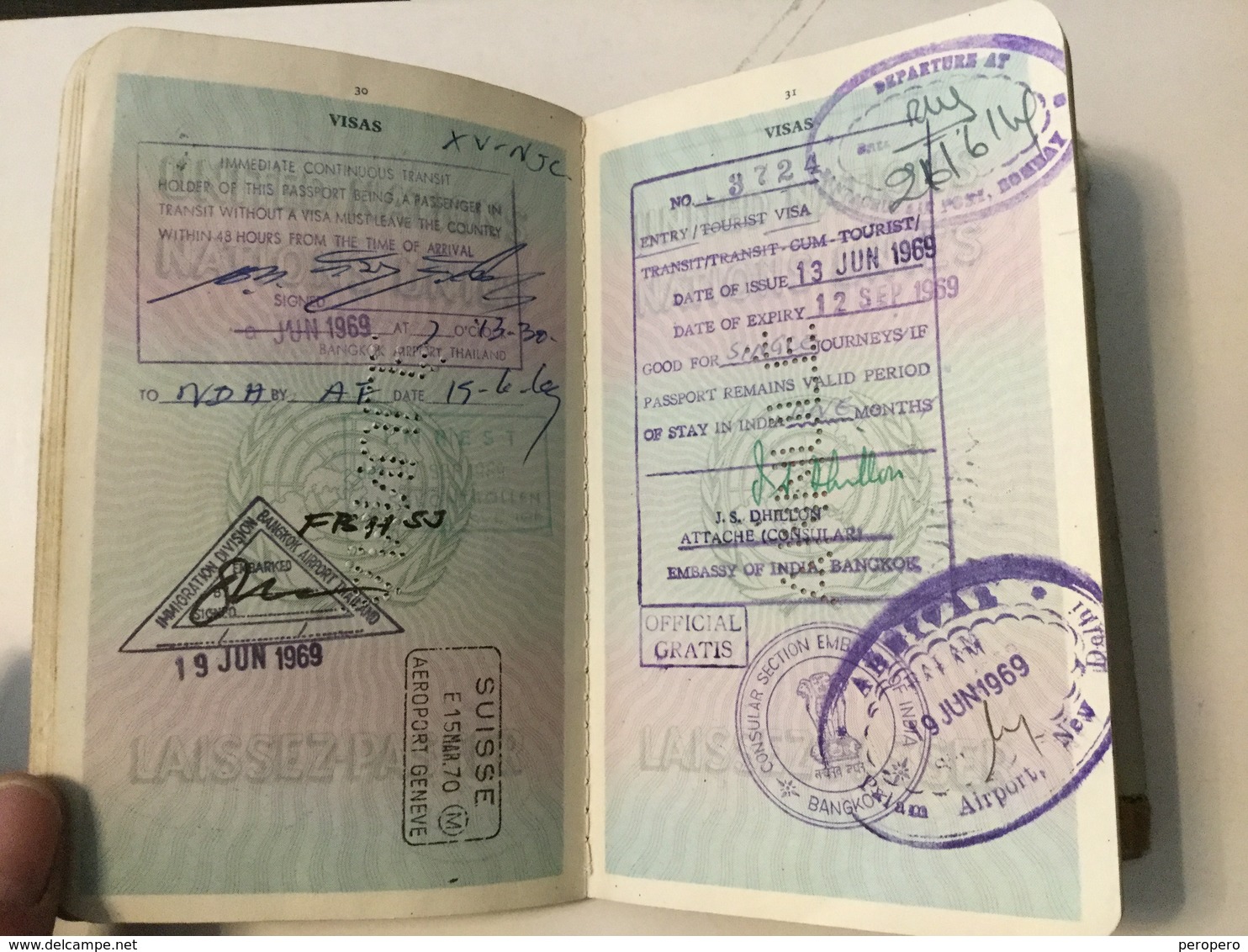 PASSPORT REISEPASS  PASSEPORT UNITED NATIONS LAISSEZ-PASSER VISA TO:IRAN,INDIA,AFGHANISTAN,LEBANON,TURKEY,THAILAND,BURMA