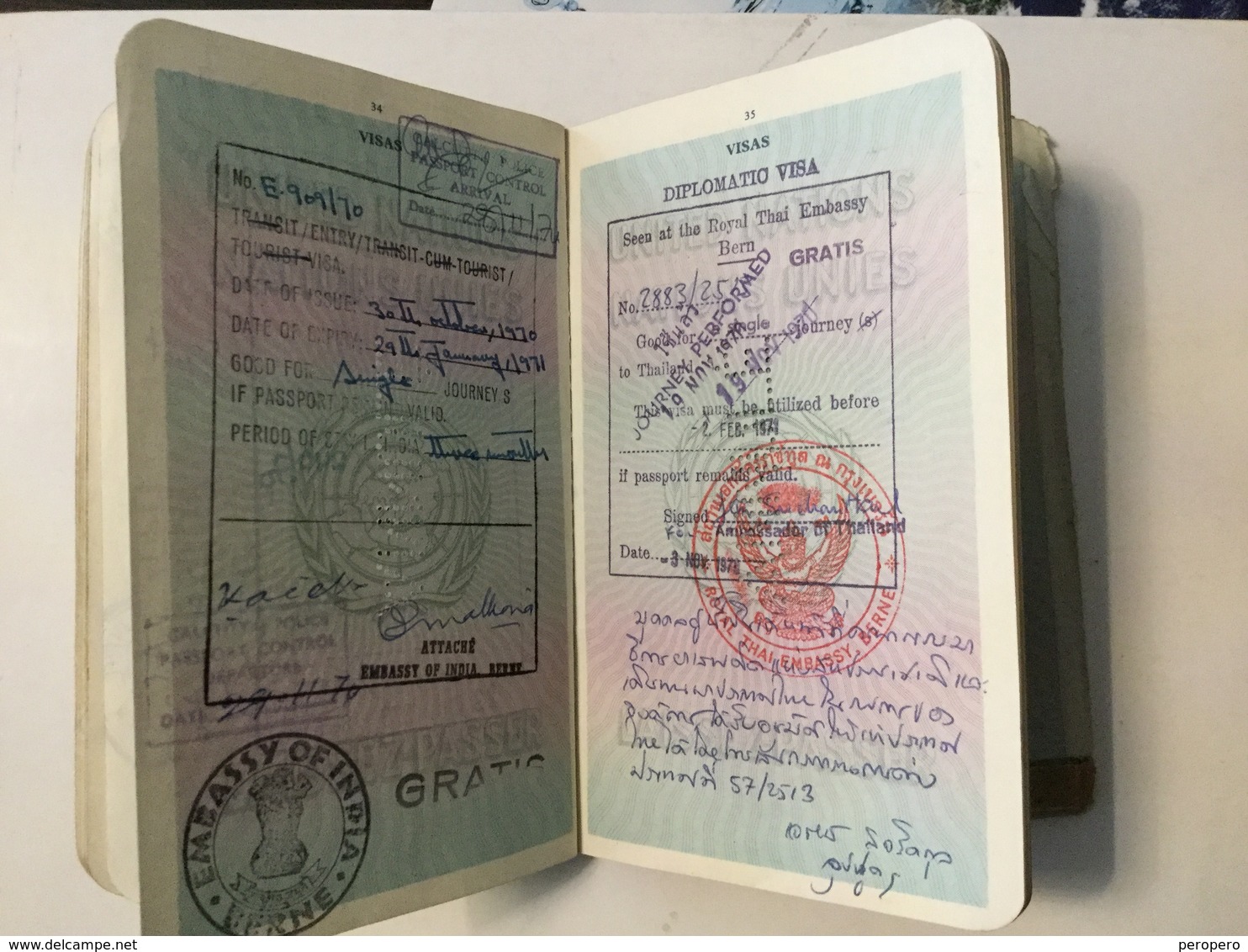 PASSPORT REISEPASS  PASSEPORT UNITED NATIONS LAISSEZ-PASSER VISA TO:IRAN,INDIA,AFGHANISTAN,LEBANON,TURKEY,THAILAND,BURMA