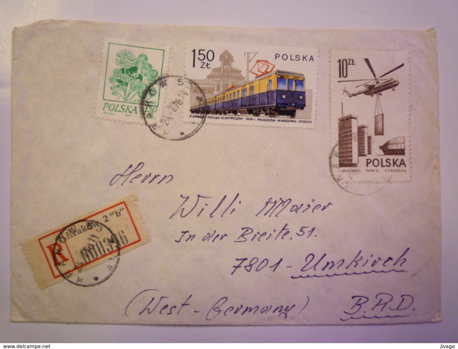 2019 (28)  LETTRE REC Au Départ De  KRAKOW  à Destination De  UMKIRCH   1978   - Storia Postale