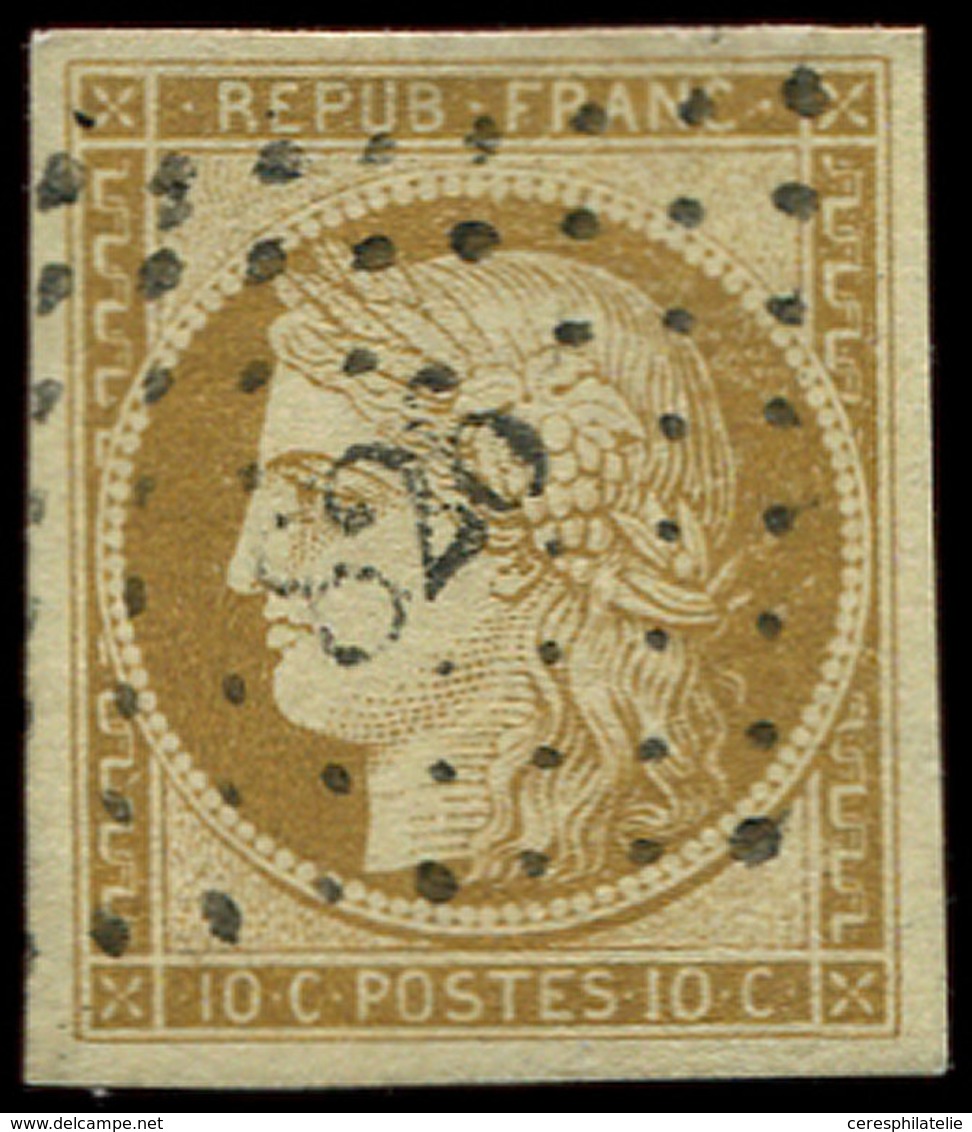 EMISSION DE 1849 - 1    10c. Bistre-jaune, Obl. PC 826, Belles Marges, TTB - 1849-1850 Ceres