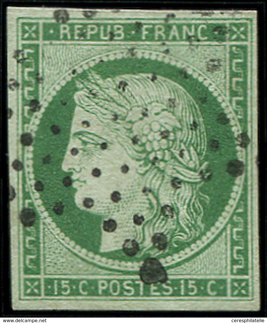 EMISSION DE 1849 - 2b   15c. Vert FONCE, Obl. ETOILE, TTB - 1849-1850 Ceres