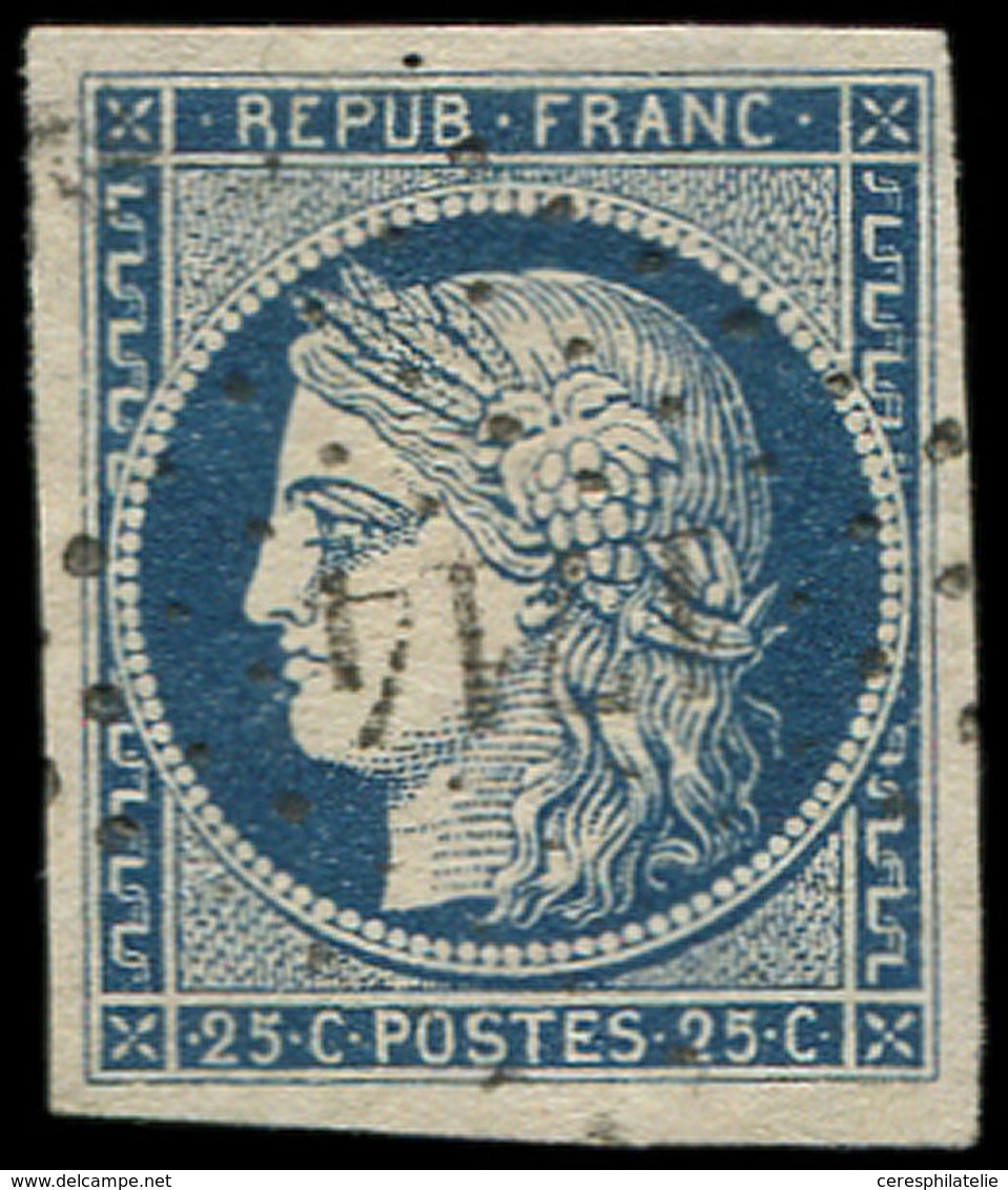 EMISSION DE 1849 - 4    25c. Bleu, Oblitéré PC 1714, Frappe Légère, TTB - 1849-1850 Ceres