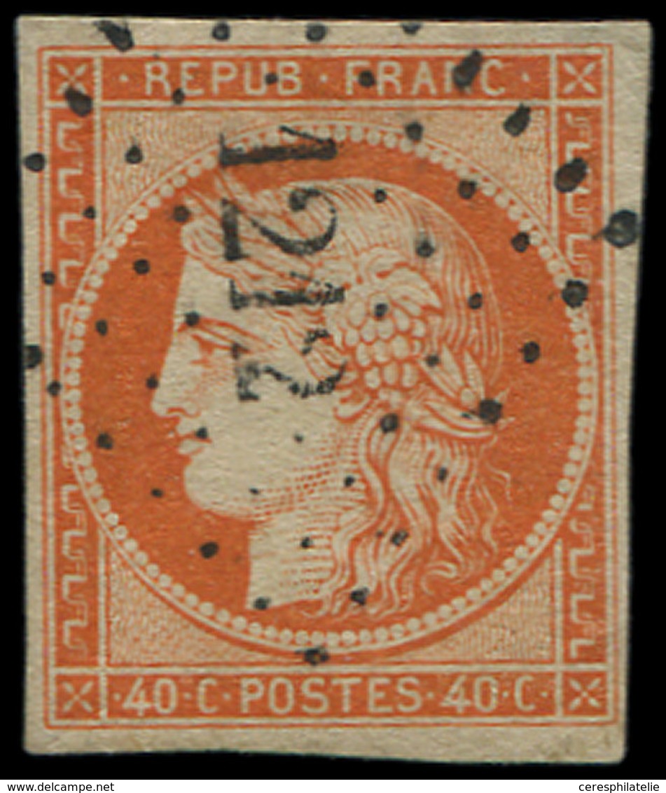 EMISSION DE 1849 - 5    40c. Orange, Obl. PC 1212, Frappes TTB - 1849-1850 Ceres