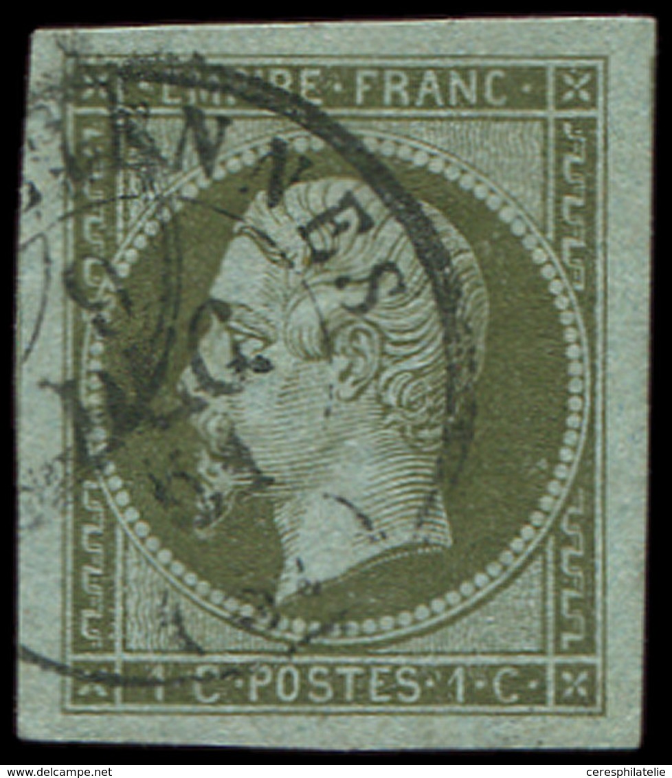 EMPIRE NON DENTELE - 11    1c. Olive, Obl. Càd 9/12/51, Grandes Marges, TTB - 1853-1860 Napoleone III