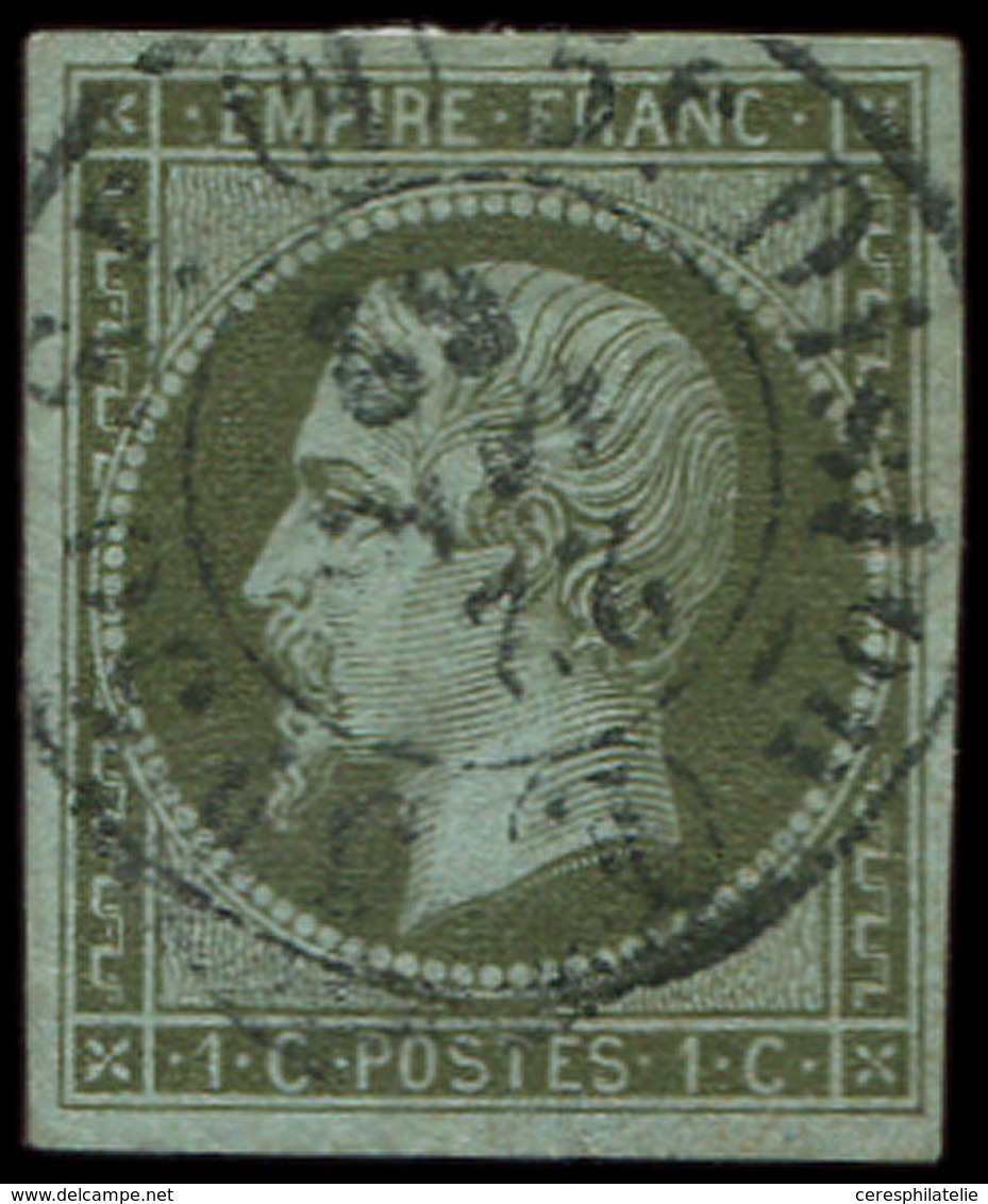 EMPIRE NON DENTELE - 11    1c. Olive, Obl. Càd De Distribution De PARIS E Du 22/3/62, TB - 1853-1860 Napoléon III