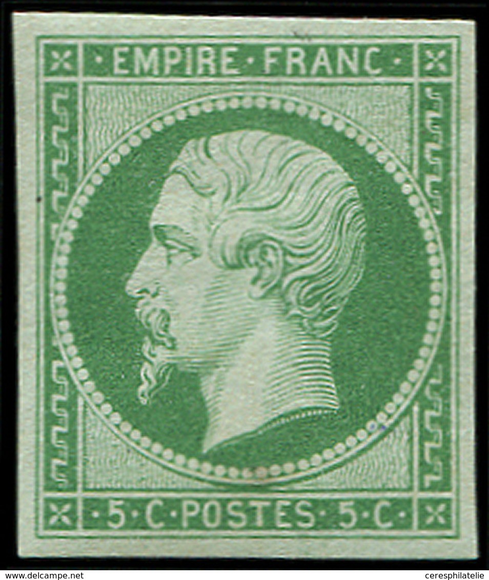 * EMPIRE NON DENTELE - 12    5c. Vert, Inf. Trace De Ch. Et Petite Paille Dans Le Papier, Néanmoins Frais Et TB - 1853-1860 Napoleon III