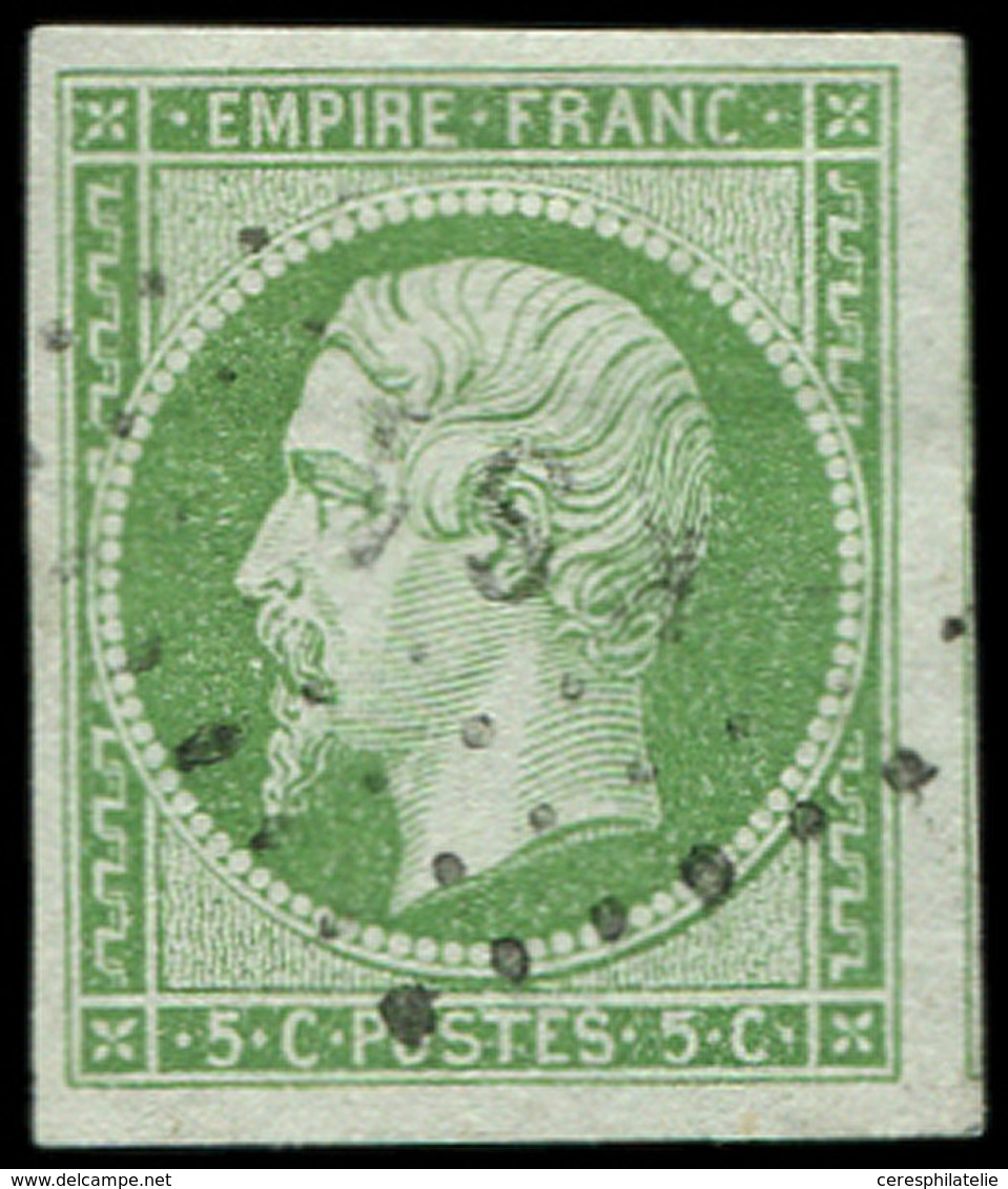 EMPIRE NON DENTELE - 12    5c. Vert, Obl. Los. KS1, Frappe Légère, Amorce De Voisin à Droite, TTB - 1853-1860 Napoleone III