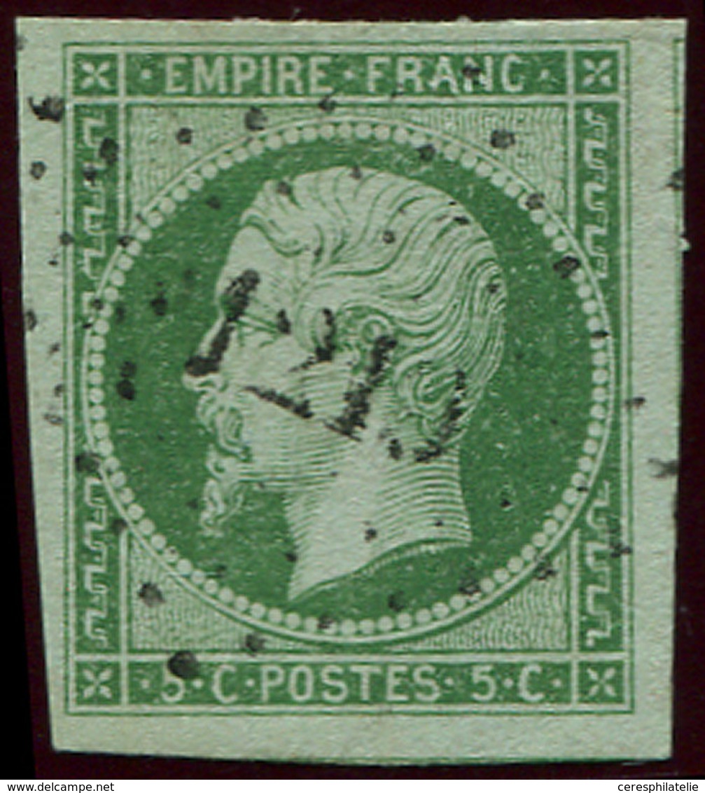 EMPIRE NON DENTELE - 12    5c. Vert, Belles Marges, Filet De Voisin à Droite, Obl. PC 1219, TTB - 1853-1860 Napoleone III