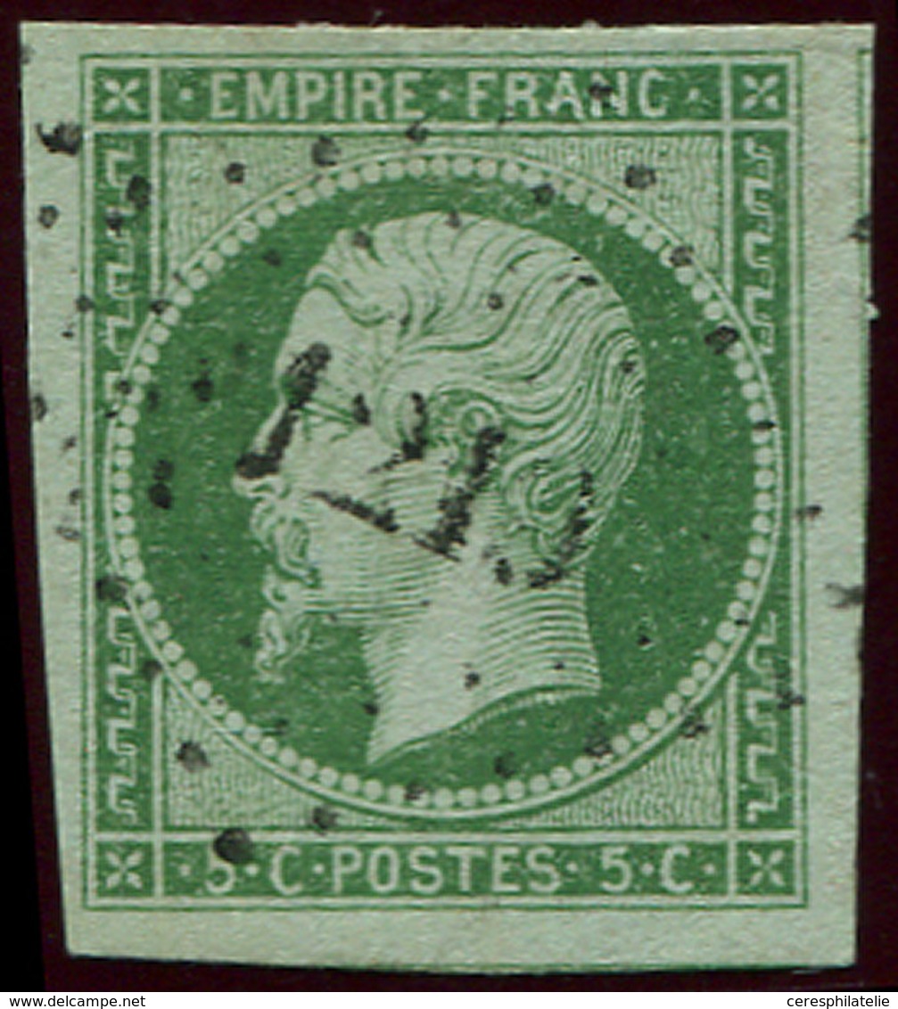 EMPIRE NON DENTELE - 12    5c. Vert, Belles Marges, Filet De Voisin à Droite, Obl. PC 1219, TTB - 1853-1860 Napoleon III