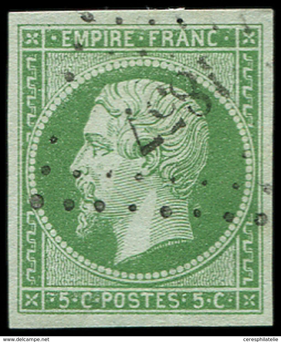 EMPIRE NON DENTELE - 12    5c. Vert, Oblitéré PC 1857, Frappe Superbe - 1853-1860 Napoléon III