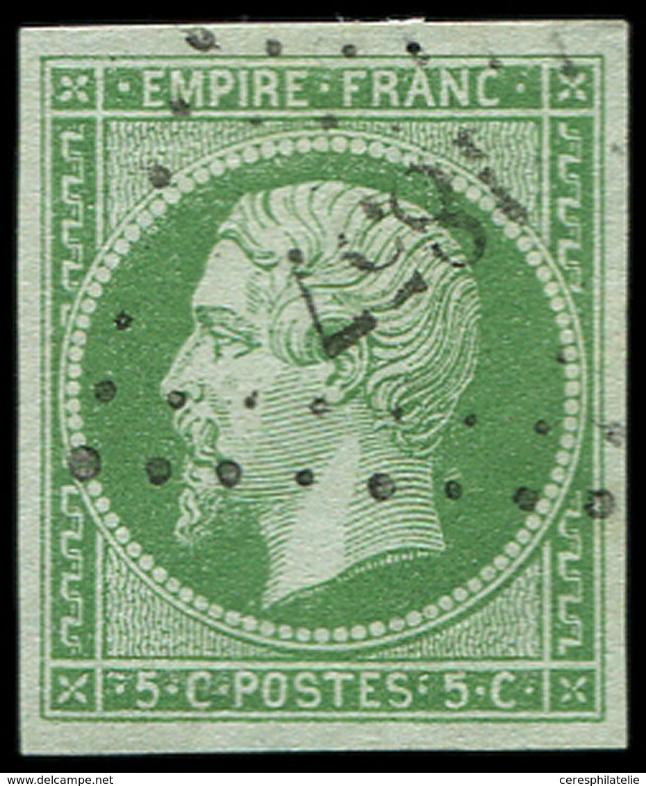 EMPIRE NON DENTELE - 12    5c. Vert, Oblitéré PC 1857, Frappe Superbe - 1853-1860 Napoleon III