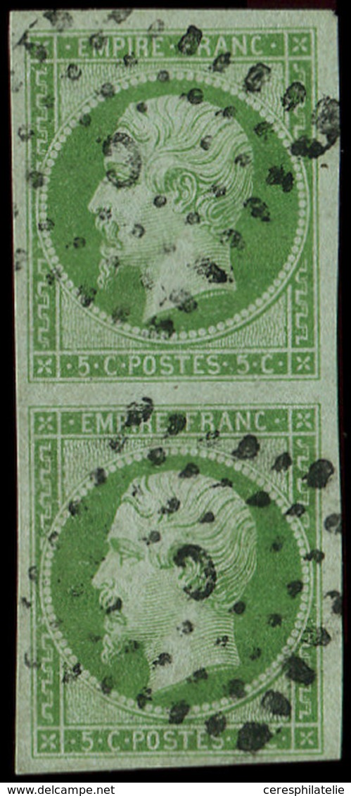 EMPIRE NON DENTELE - 12    5c. Vert, PAIRE, Belles Marges, Obl. Los. C, TTB - 1853-1860 Napoléon III