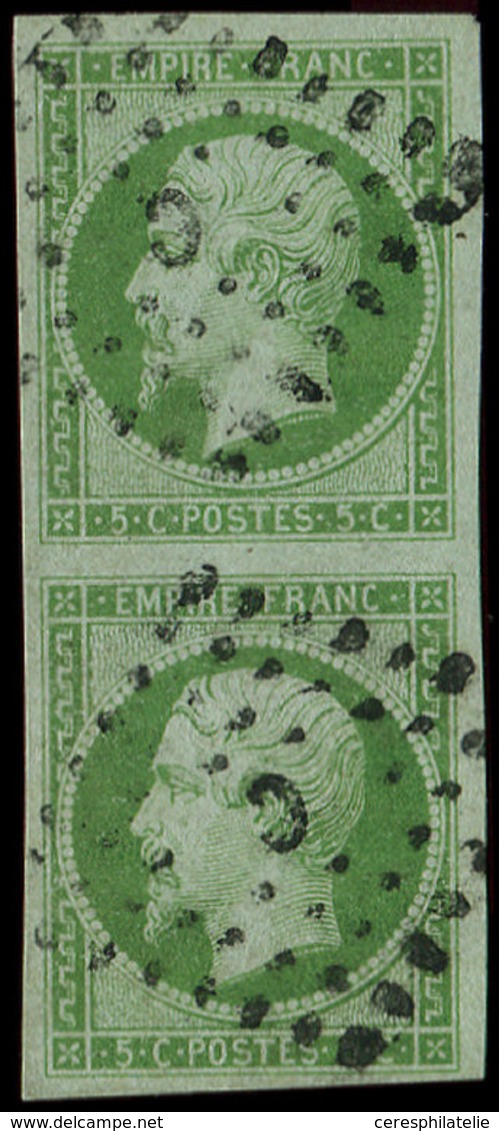 EMPIRE NON DENTELE - 12    5c. Vert, PAIRE, Belles Marges, Obl. Los. C, TTB - 1853-1860 Napoleon III