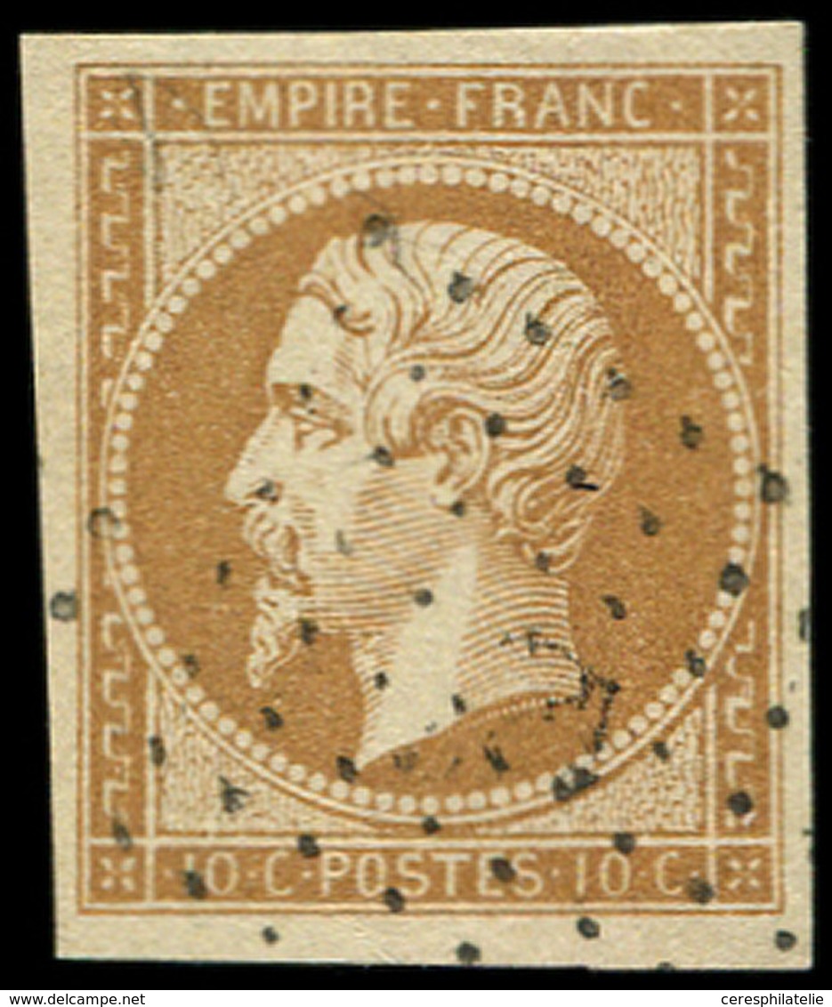 EMPIRE NON DENTELE - 13A  10c. Bistre, T I, Obl. ANCRE, Frappe Superbe - 1853-1860 Napoleone III