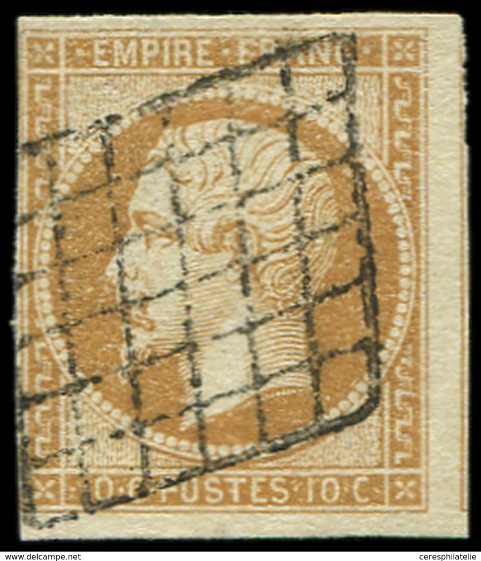 EMPIRE NON DENTELE - 13A  10c. Bistre, Oblitéré GRILLE, TTB - 1853-1860 Napoléon III