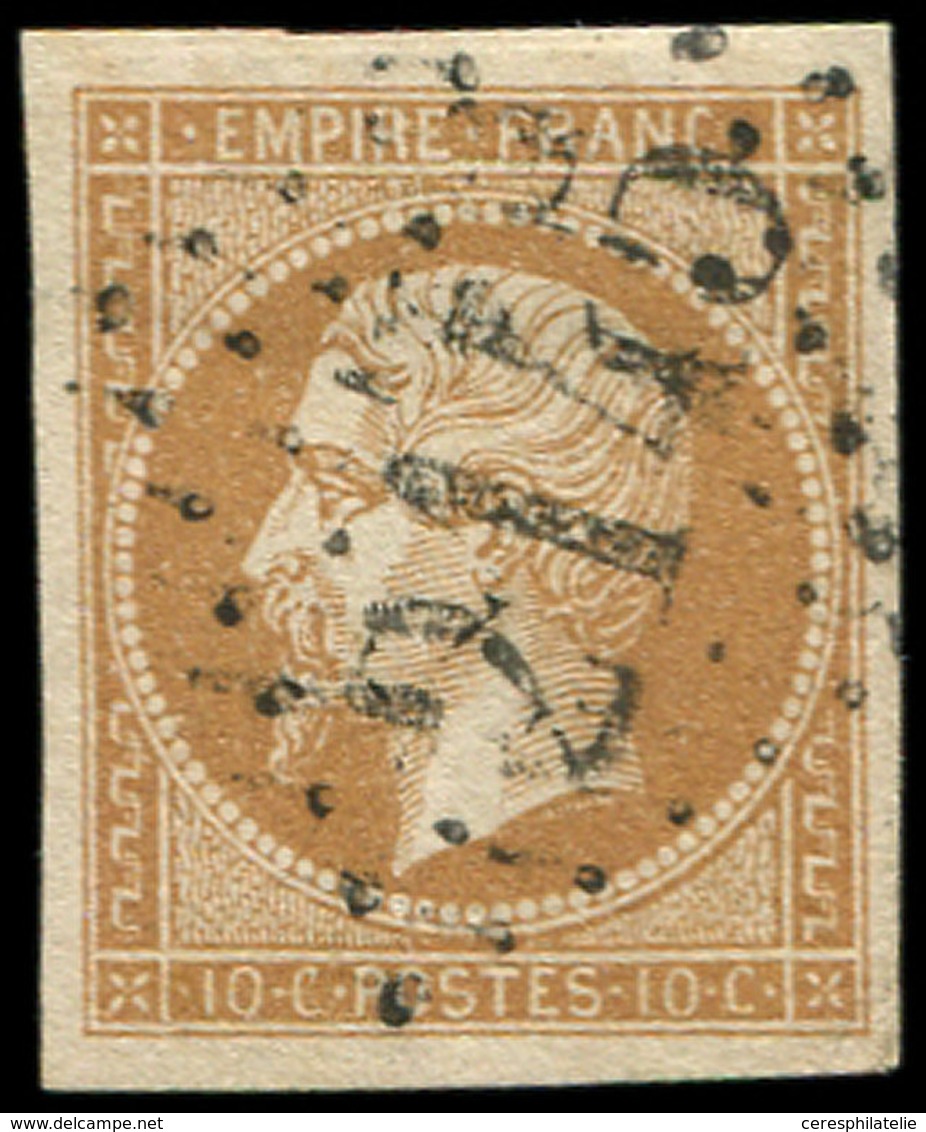EMPIRE NON DENTELE - 13Ac 10c. Bistre-brun, Obl. GC 2145, Frappe Superbe - 1853-1860 Napoleone III