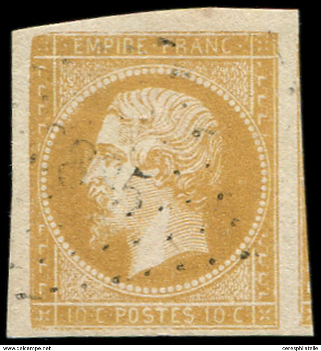 EMPIRE NON DENTELE - 13Al 10c. Citron, Impression Défectueuse, Obl. PC Léger, Voisin à Droite, TTB/Superbe - 1853-1860 Napoléon III.