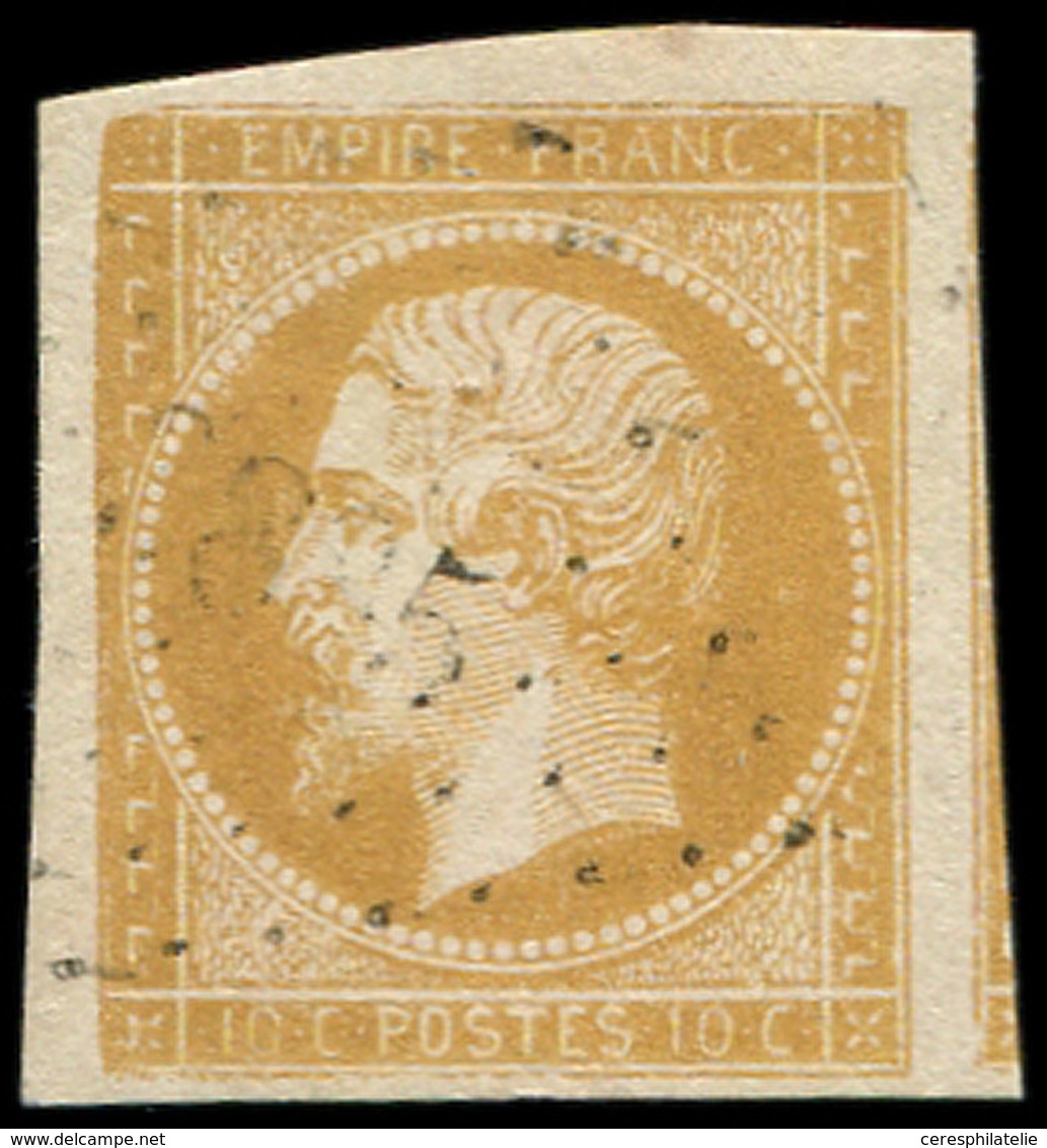 EMPIRE NON DENTELE - 13Al 10c. Citron, Impression Défectueuse, Obl. PC Léger, Voisin à Droite, TTB/Superbe - 1853-1860 Napoleon III