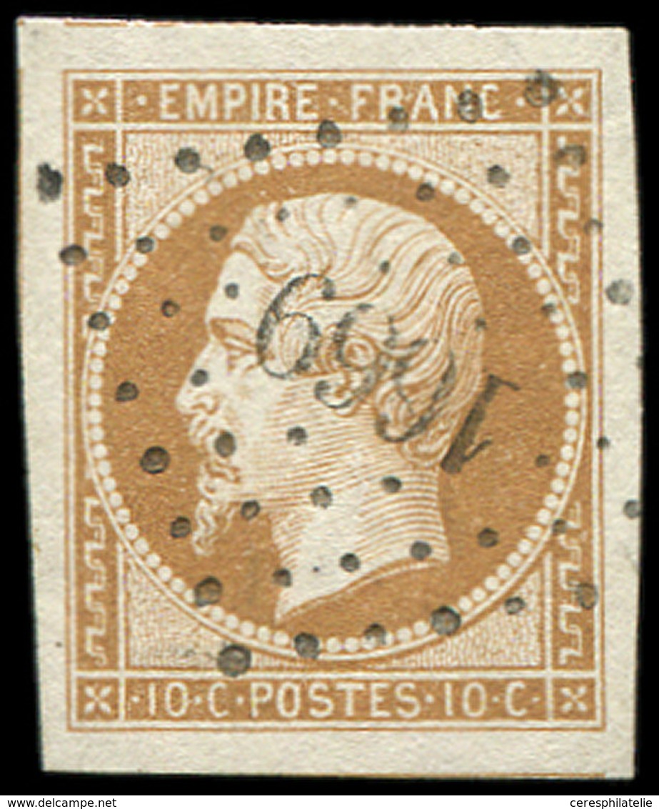 EMPIRE NON DENTELE - 13B  10c. Brun Clair T II, Obl. PC 1669, Superbe - 1853-1860 Napoleon III