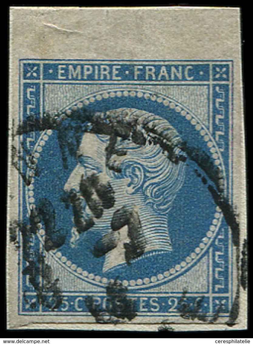 EMPIRE NON DENTELE - 15   25c. Bleu, Petit Bdf, Obl. étrangère Siur Petit Fragt, TB - 1853-1860 Napoleone III