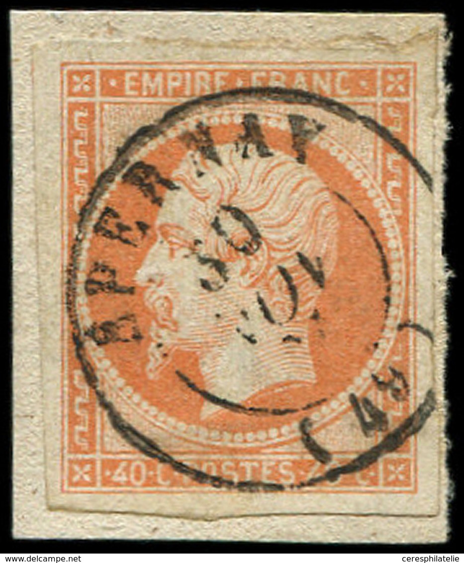 EMPIRE NON DENTELE - 16   40c. Orange, Obl. Càd T15 EPERNAY 30/11/( ) Sur Petit Fragt, TB - 1853-1860 Napoleone III