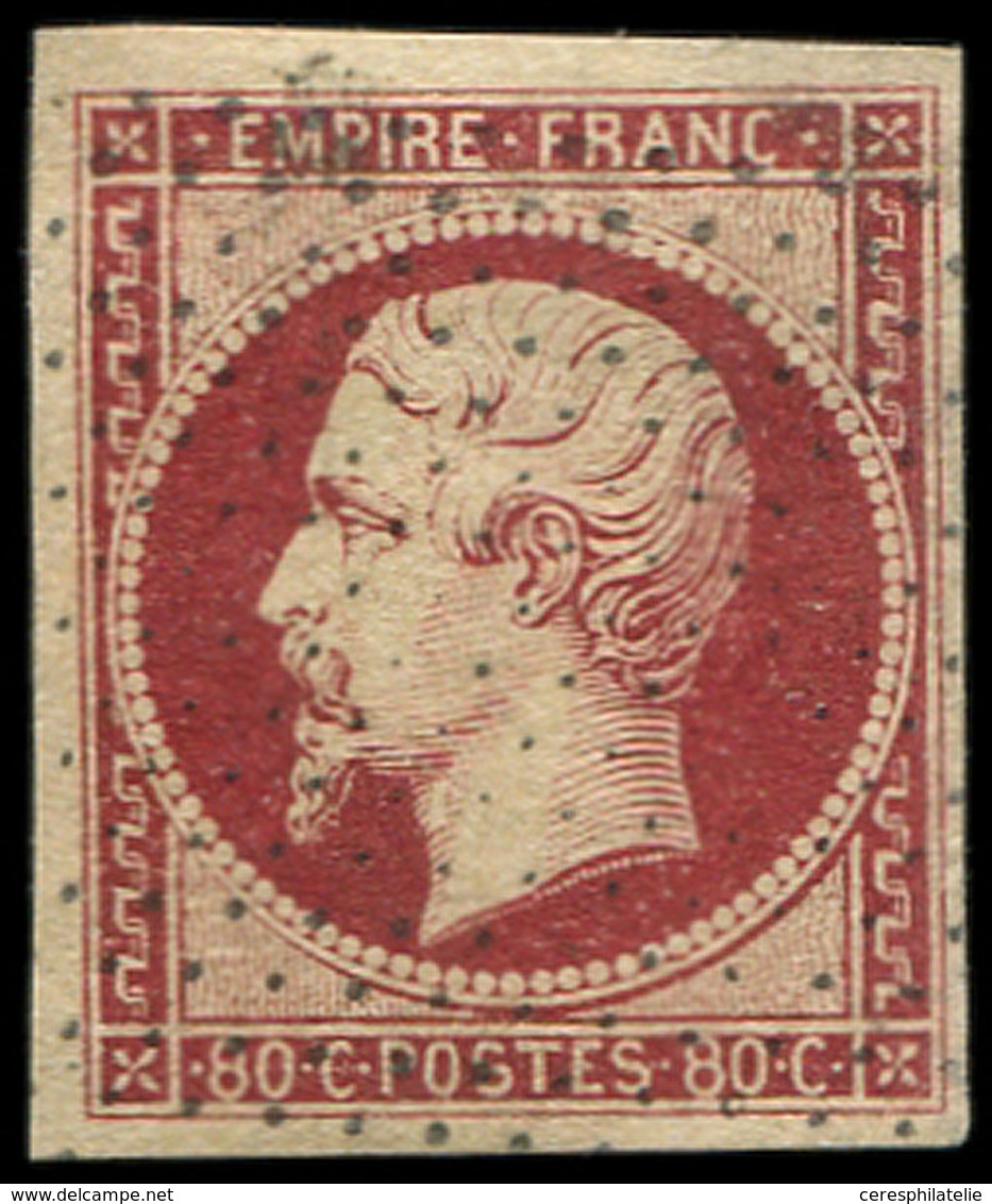 EMPIRE NON DENTELE - 17A  80c. Carmin, Obl. Roulette De Pointillés, TB/TTB - 1853-1860 Napoleone III