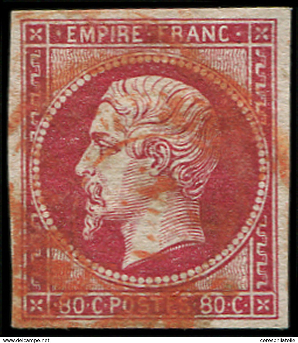 EMPIRE NON DENTELE - 17B  80c. Rose Obl. Càd ROUGE Des Imprimés, TB - 1853-1860 Napoleone III