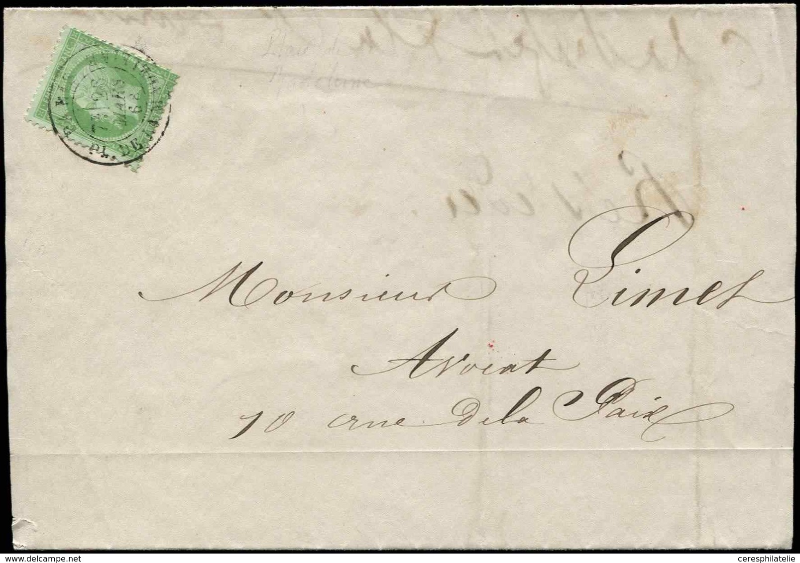 Let EMPIRE DENTELE - 20    5c. Vert, Obl. Càd Pl. De La Madeleine 26/3/68 SEUL S. Doc., TB - 1862 Napoleon III