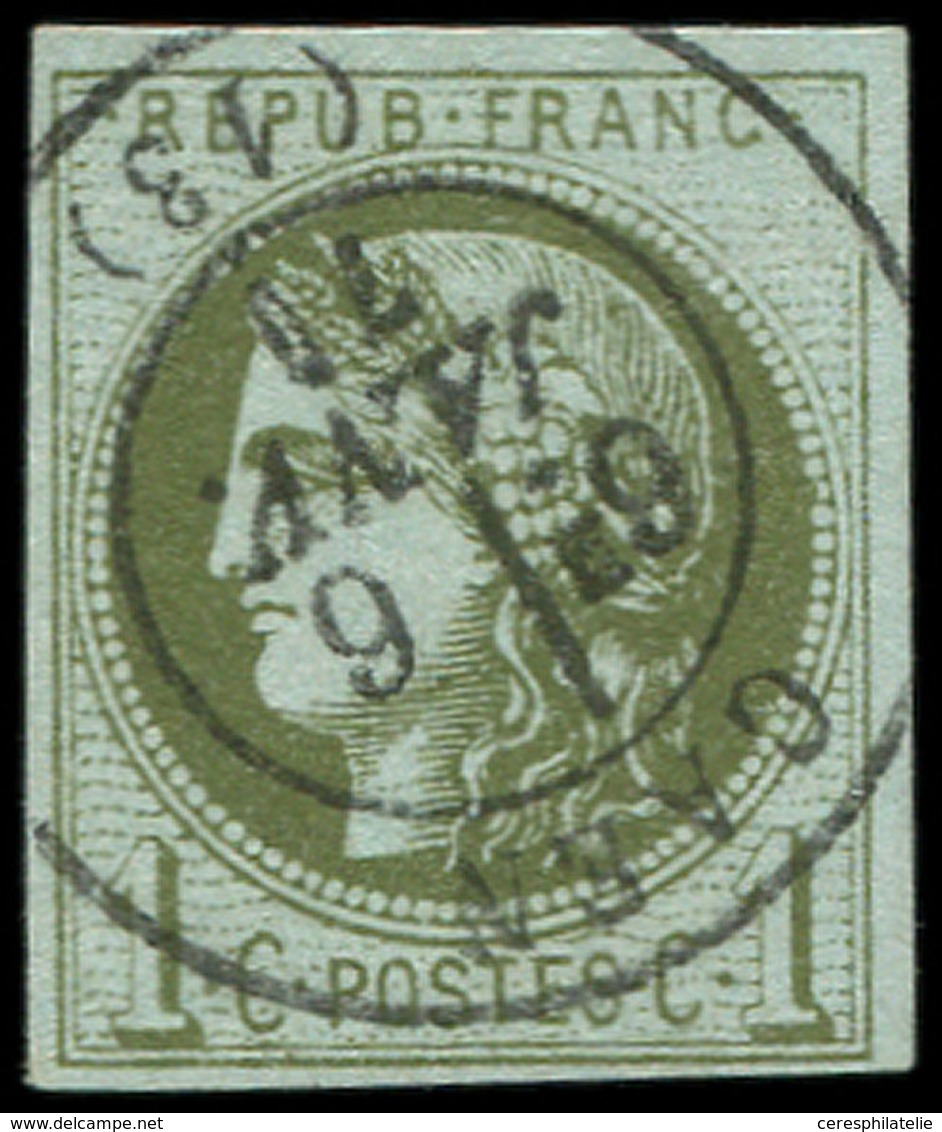 EMISSION DE BORDEAUX - 39B   1c. Olive, R II, Pos. 5, Obl. Càd T17 CAEN 6/1/71, TTB - 1870 Emissione Di Bordeaux