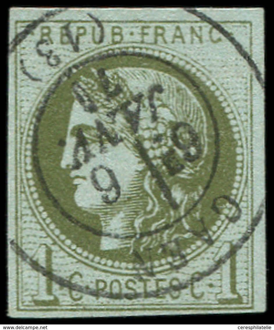 EMISSION DE BORDEAUX - 39B   1c. Olive, R II, Pos. 5, Obl. Càd T17 CAEN 6/1/71, TTB - 1870 Bordeaux Printing